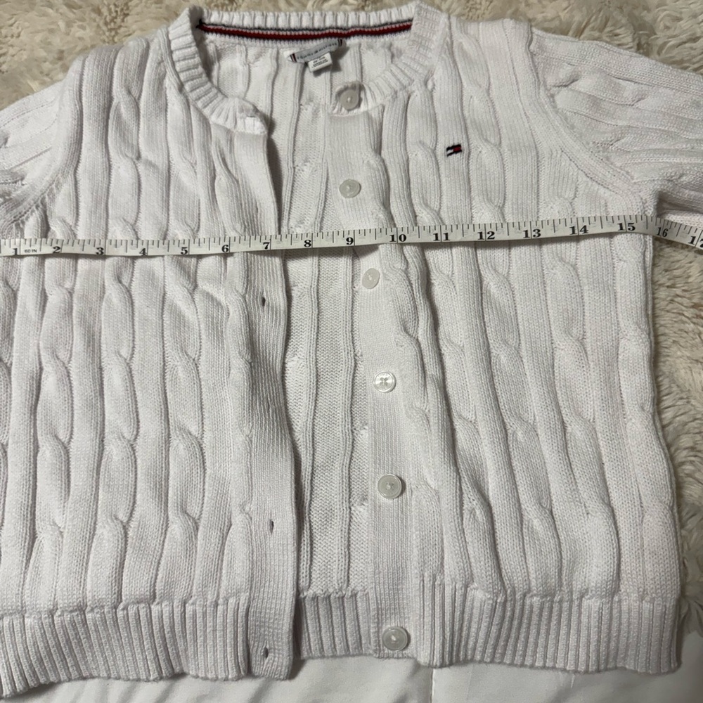 Tommy Hilfiger Girls White Cable Knit Sweater - Picture 3 of 4